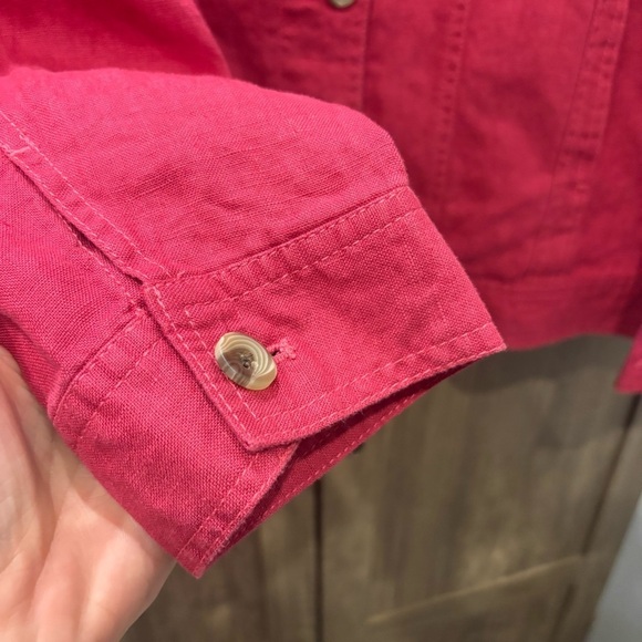 NWOT Coldwater Creek 2X Linen Jacket Denim Style Pink Button Front - Picture 8 of 12